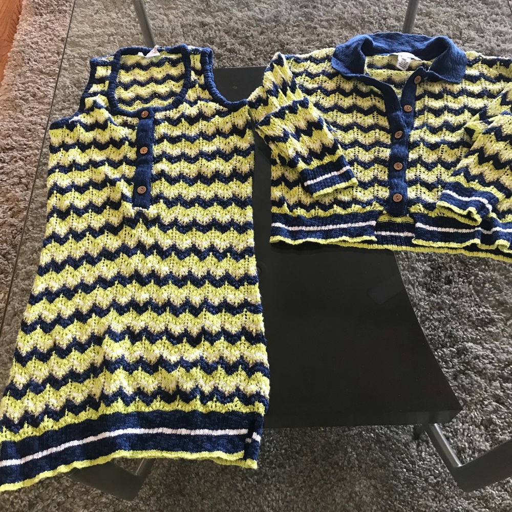 Knitted dress beautiful colors. Cardigan separate